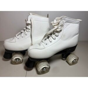 Classic White Quad Roller Skates Size 39 Smooth Rolling with LED wheels
